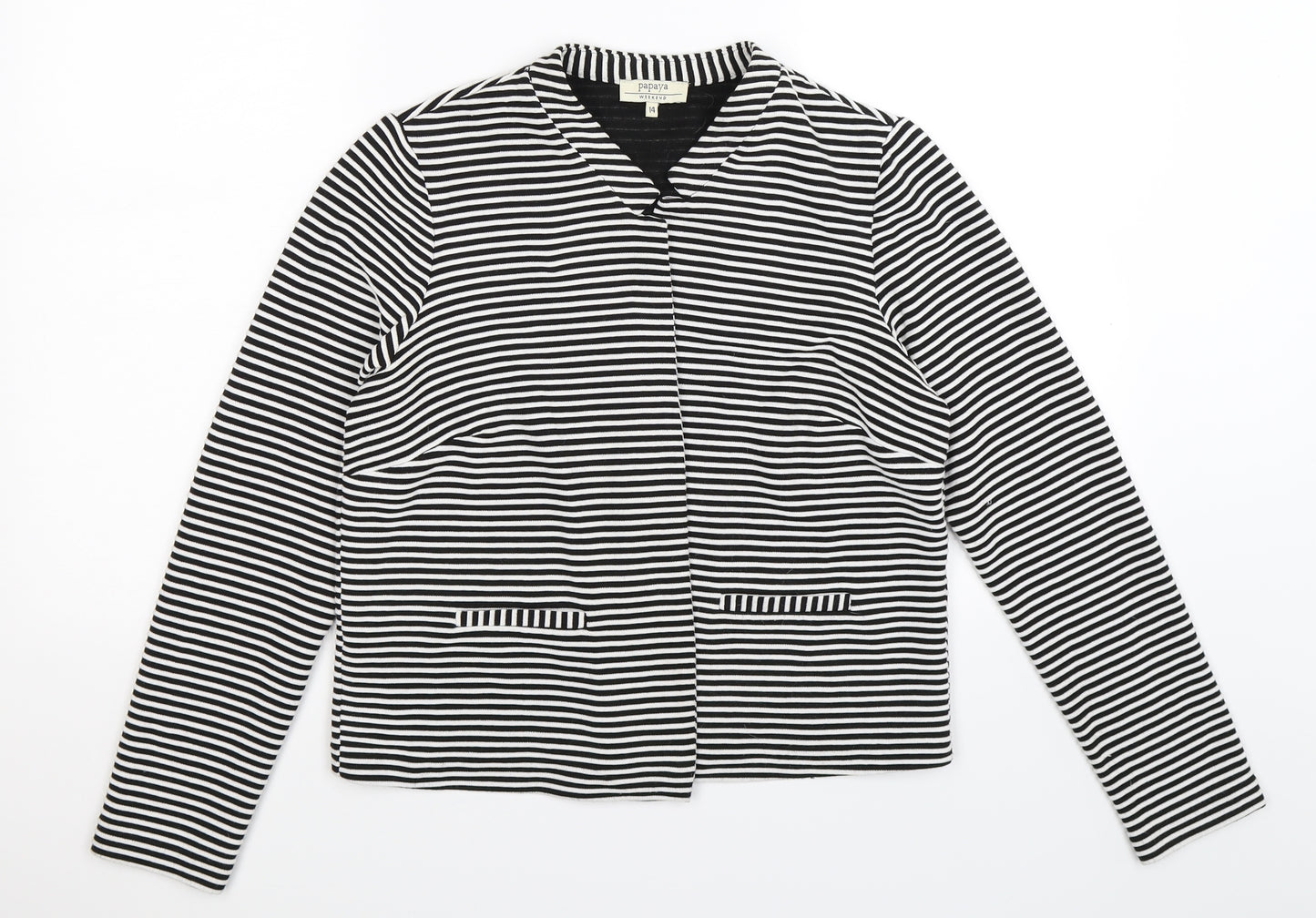 Papaya Womens Black Striped  Jacket  Size 14