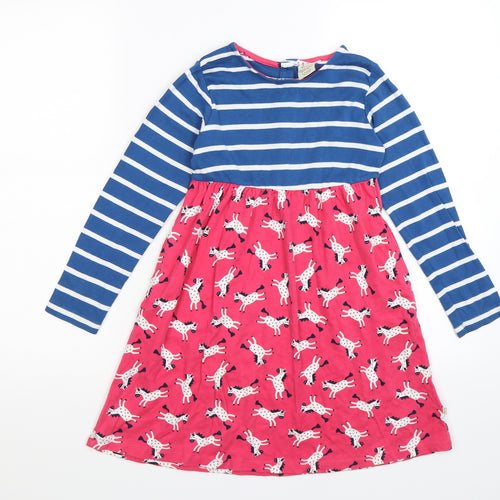 Frugi Girls Blue Striped  Jumper Dress  Size 6-7 Years  - Horses. Organic