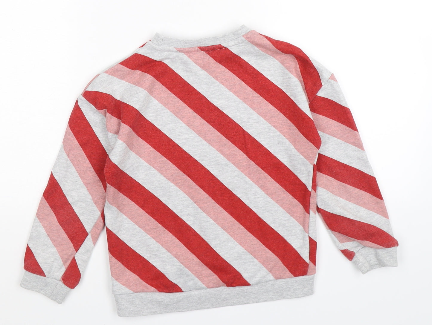 TU Boys Grey Striped Jersey Pullover Sweatshirt Size 8 Years  - happy red stripes
