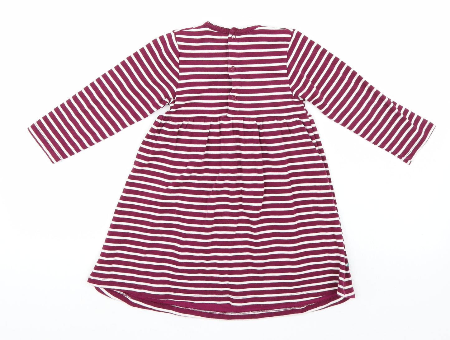 JoJo Maman Bébé Girls Purple Striped  Skater Dress  Size 3-4 Years
