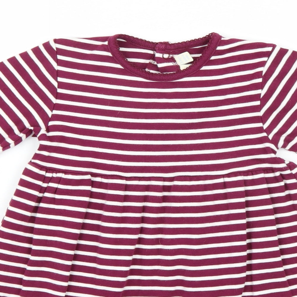 JoJo Maman Bébé Girls Purple Striped  Skater Dress  Size 3-4 Years