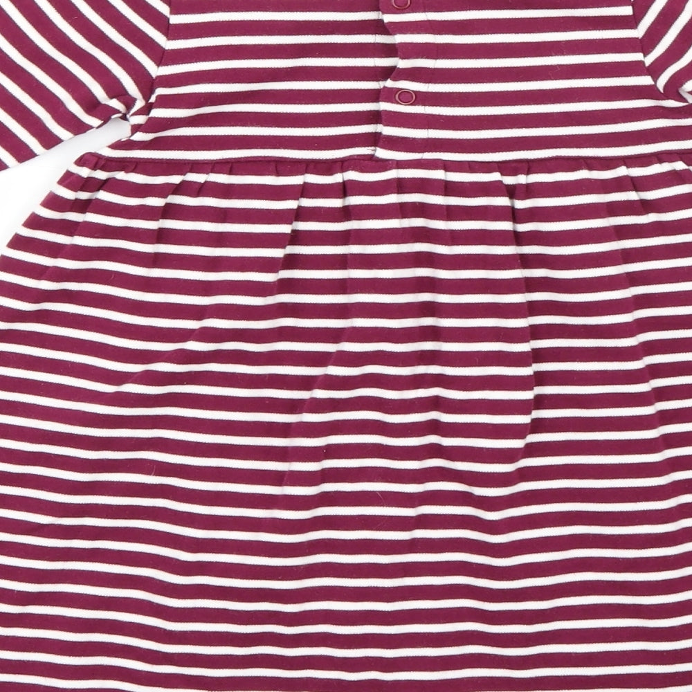 JoJo Maman Bébé Girls Purple Striped  Skater Dress  Size 3-4 Years