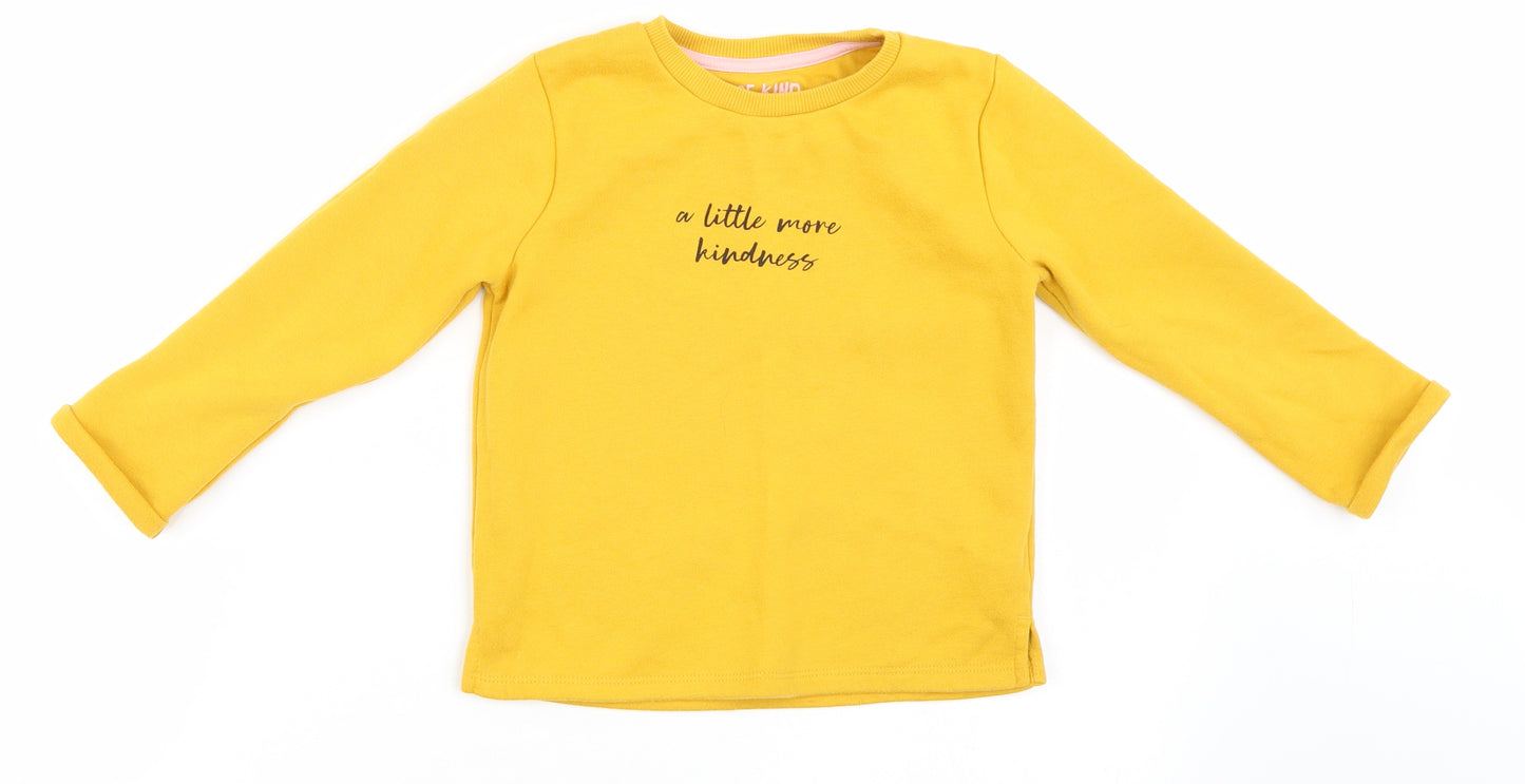 F&F Girls Yellow   Pullover Sweatshirt Size 3-4 Years