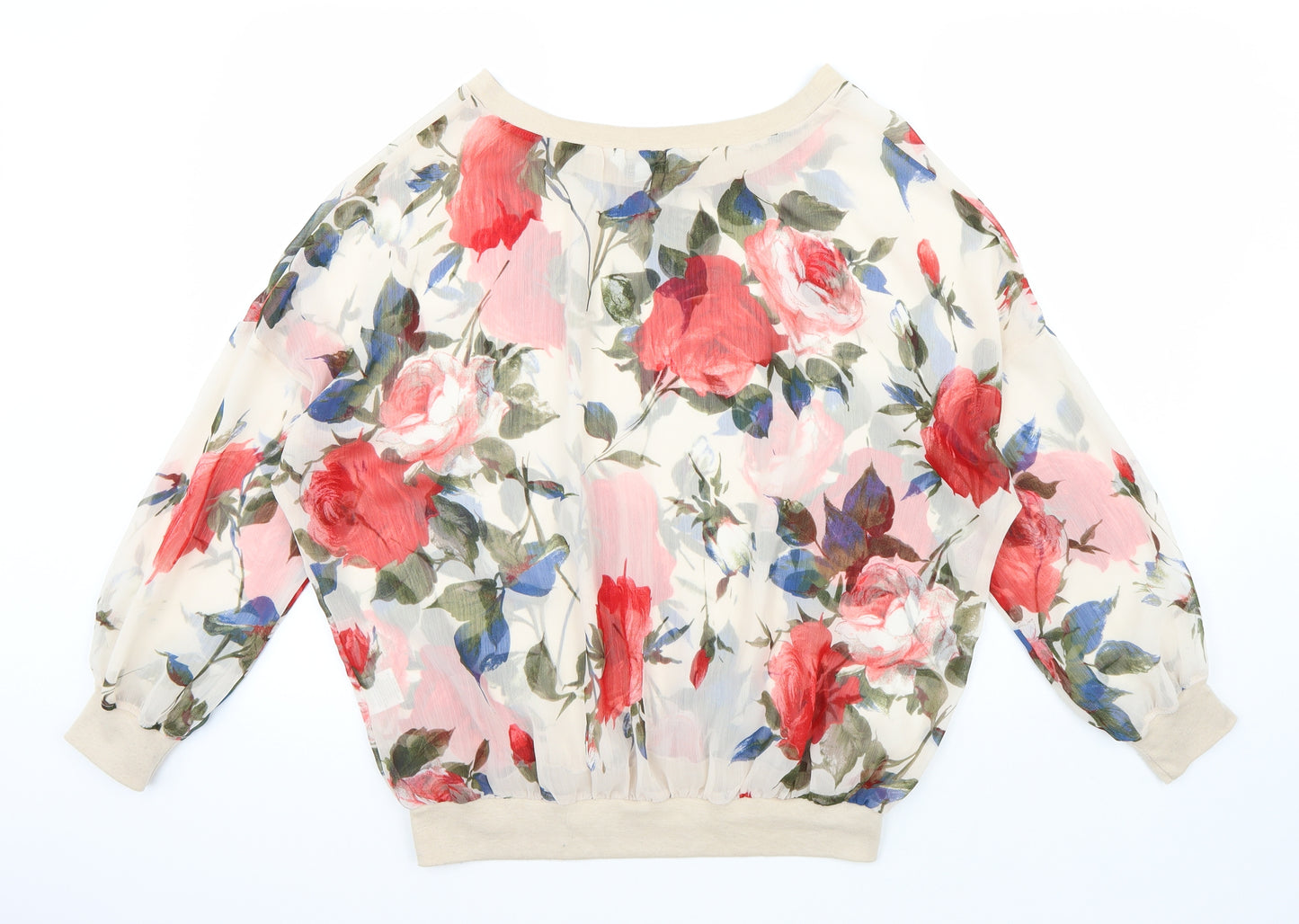 Newlook Womens Beige Floral  Basic Blouse Size M