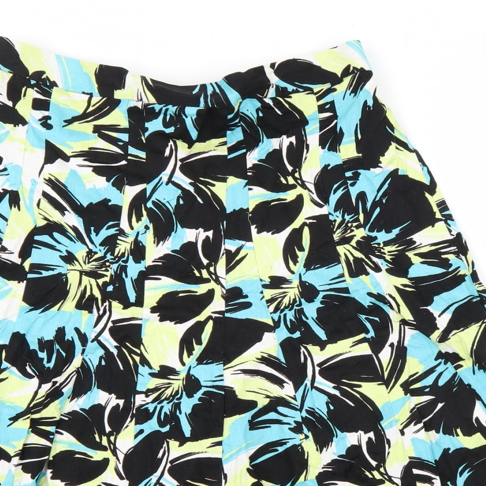 Being Casual Womens Blue Floral  Pleated Skirt Size 14