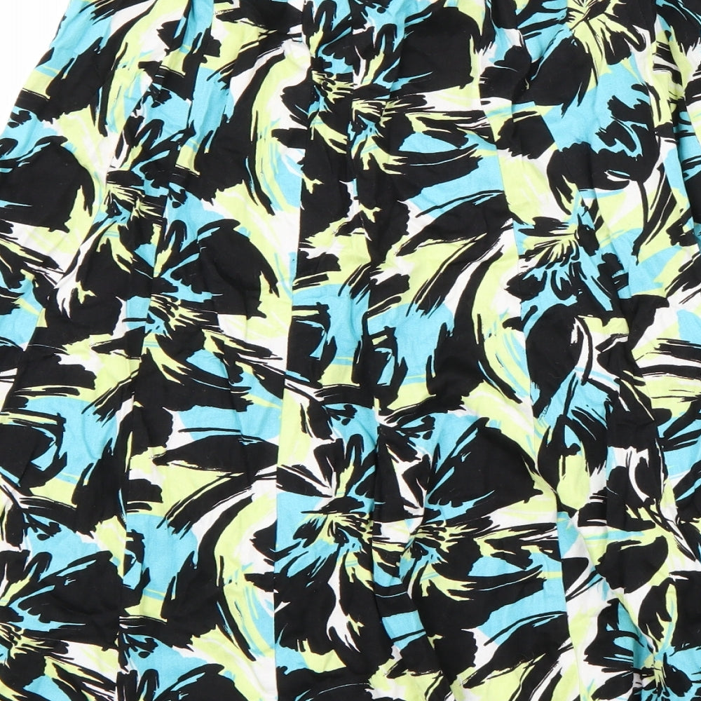 Being Casual Womens Blue Floral  Pleated Skirt Size 14