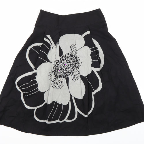 King La Womens Black Floral  A-Line Skirt Size L
