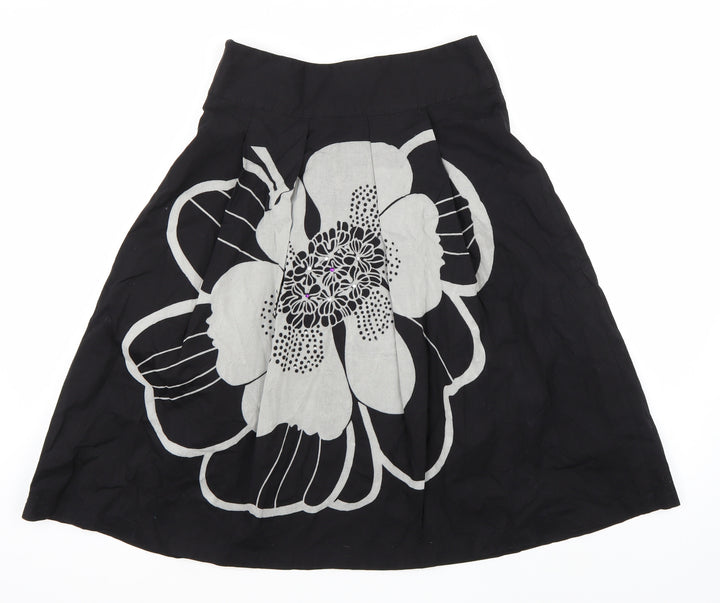 King La Womens Black Floral A-Line Skirt Size L