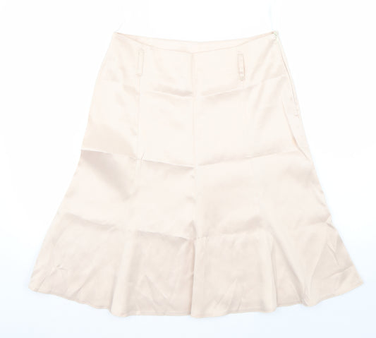 Front view of Preworn women’s pink a-line skirt, size UK 10