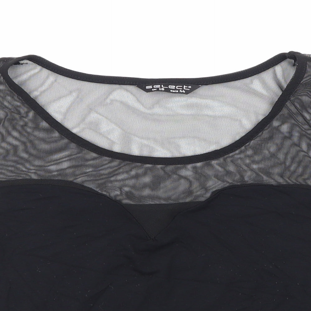 Select Womens Black   Cropped Blouse Size 16