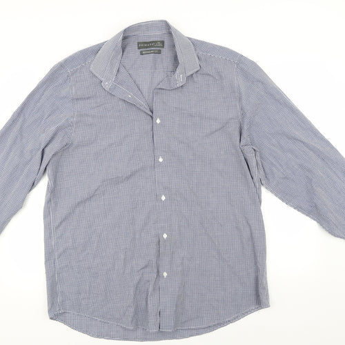Primark Mens Blue Check   Button-Up Size 17.5