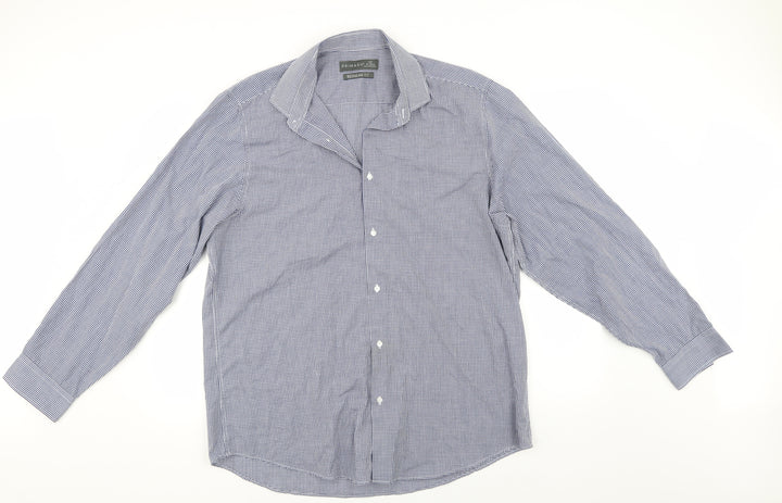 Primark Mens Blue Check Button-Up Size 17.5