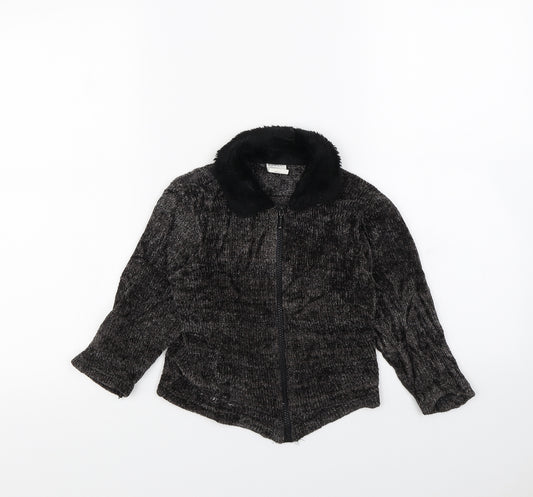 Front view of NOKAIO girls’ black cardigan jumper, size 4, years