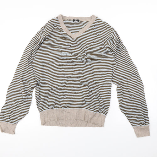 NEXT Womens Brown Striped  Pullover Sweatshirt Size S