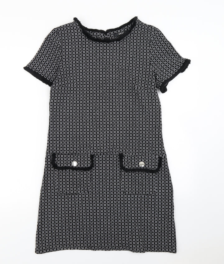 Quiz Womens Black Herringbone Mini Size 8