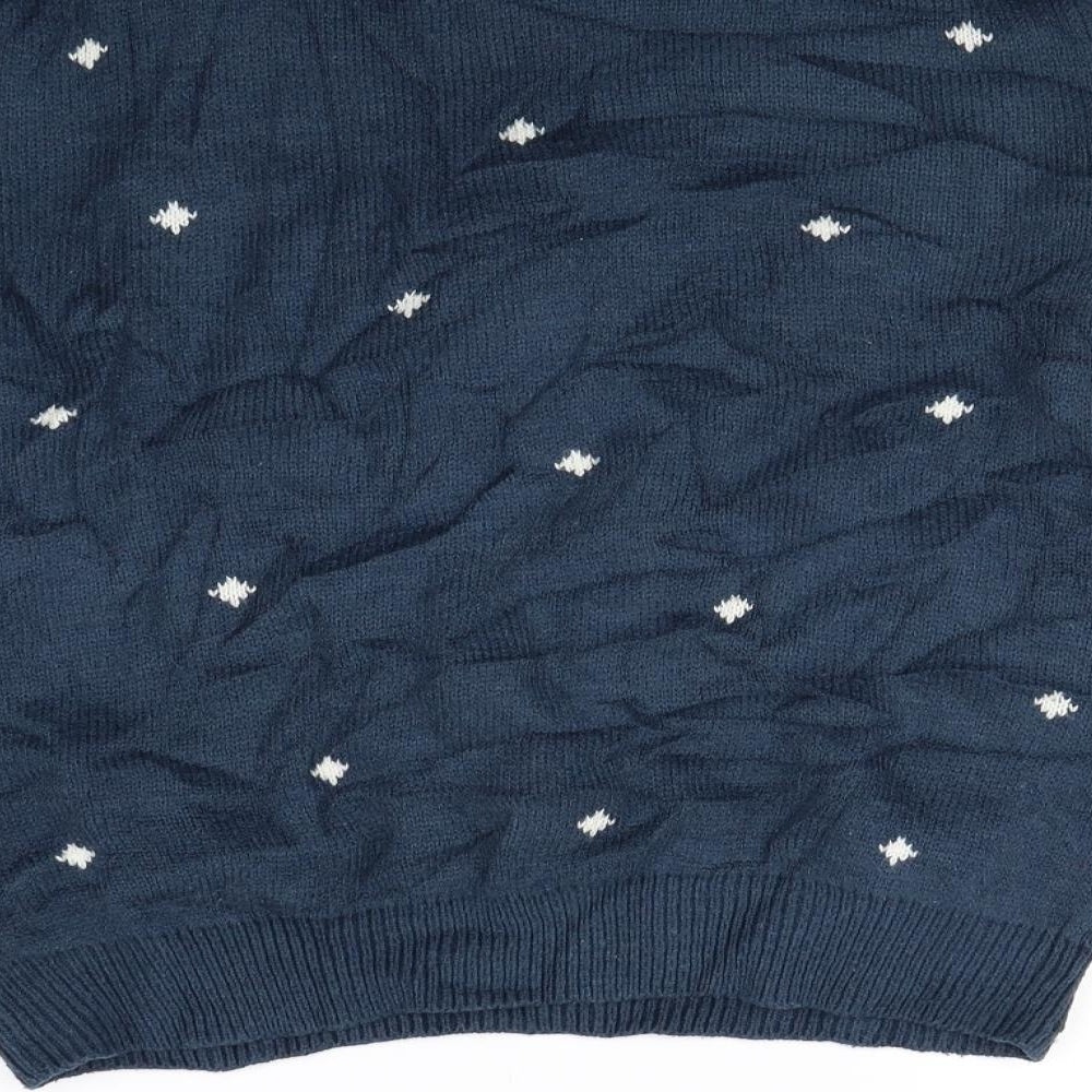 Red Herring Mens Blue Polka Dot  Pullover Jumper Size M  - Christmas jumper