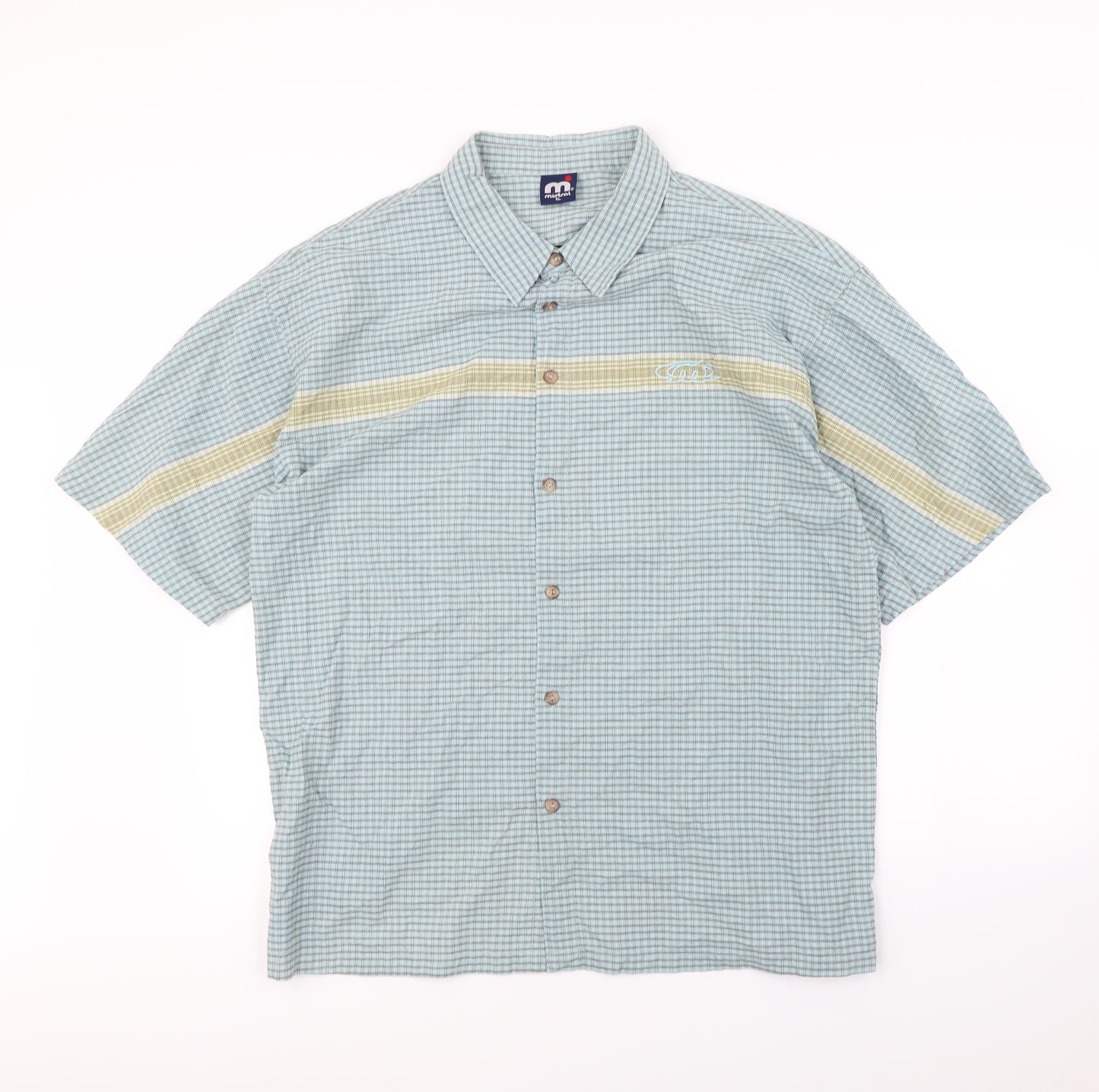Mistral Mens Blue Check   Button-Up Size XL
