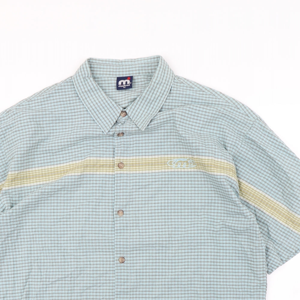 Mistral Mens Blue Check   Button-Up Size XL