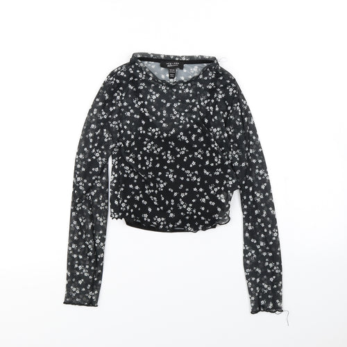 New Look Girls Black Polka Dot  Basic Blouse Size 10 Years
