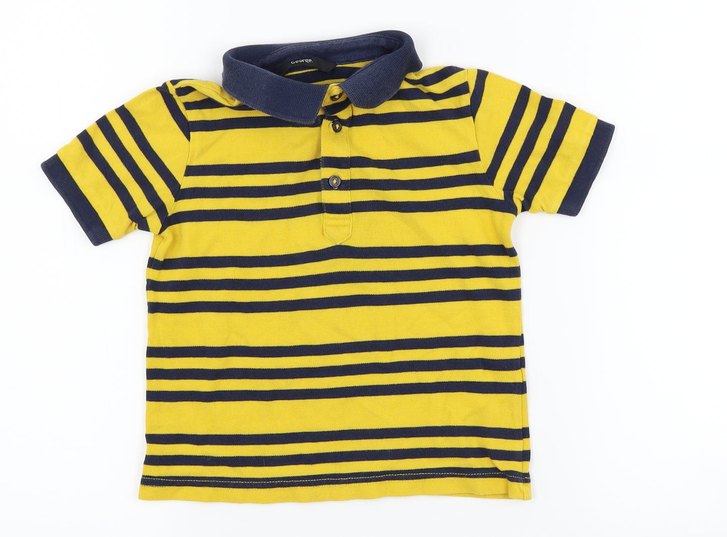 George Boys Yellow Striped  Basic Polo Size 3-4 Years