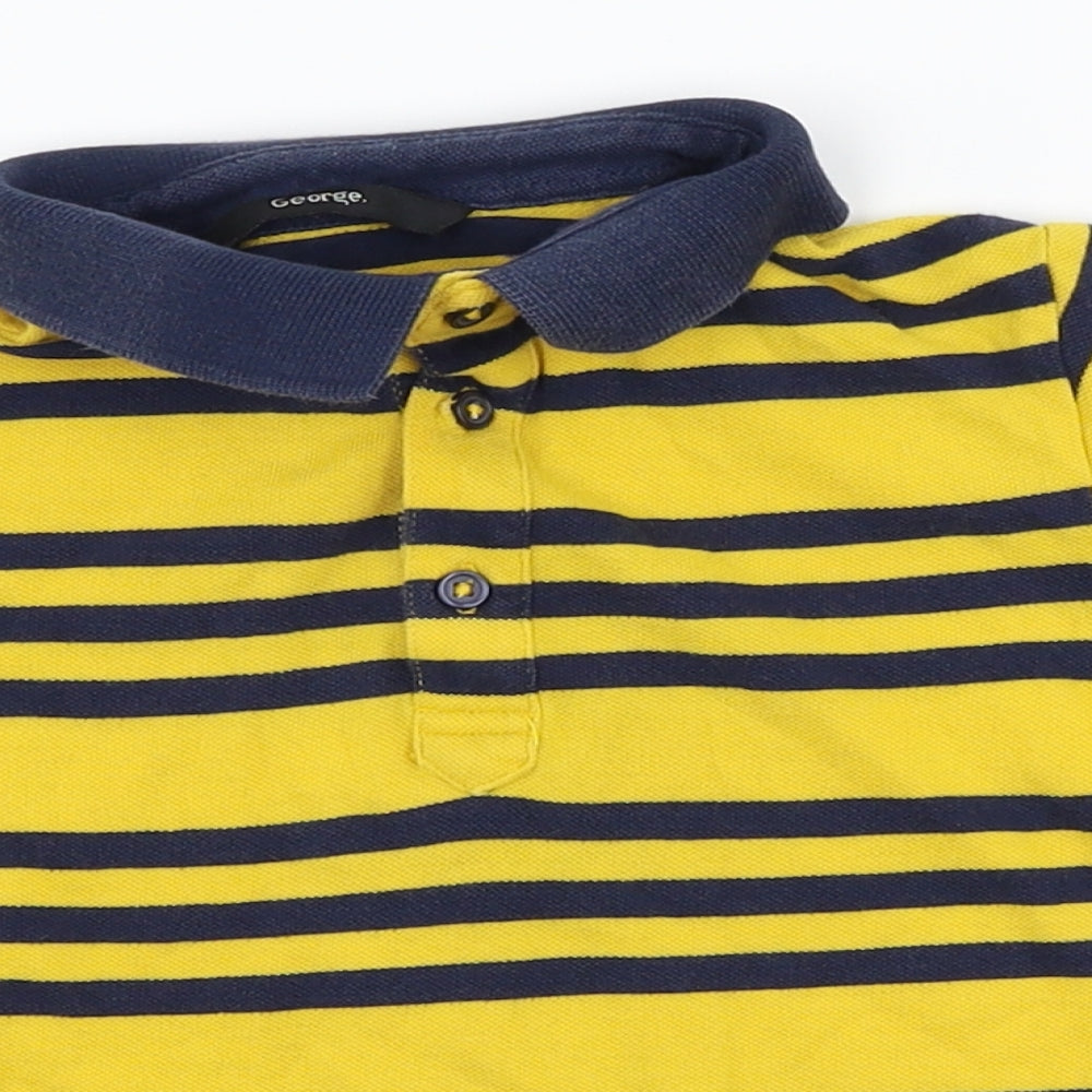 George Boys Yellow Striped  Basic Polo Size 3-4 Years