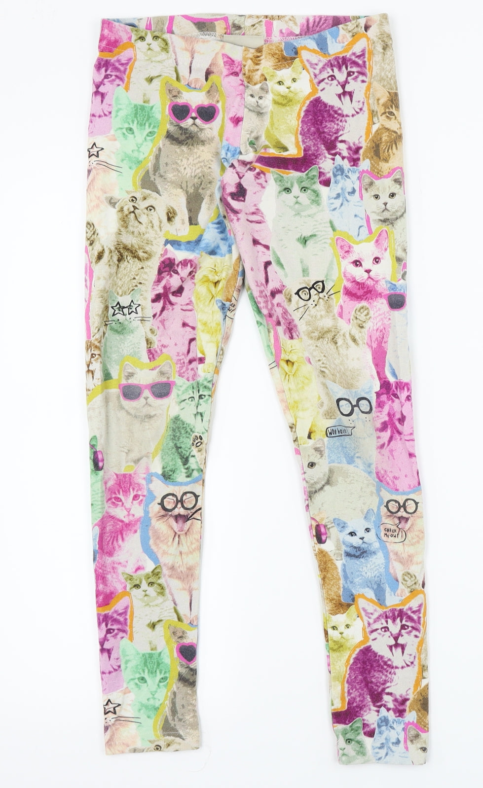 NEXT Girls White   Capri Trousers Size 12 Years - cat print