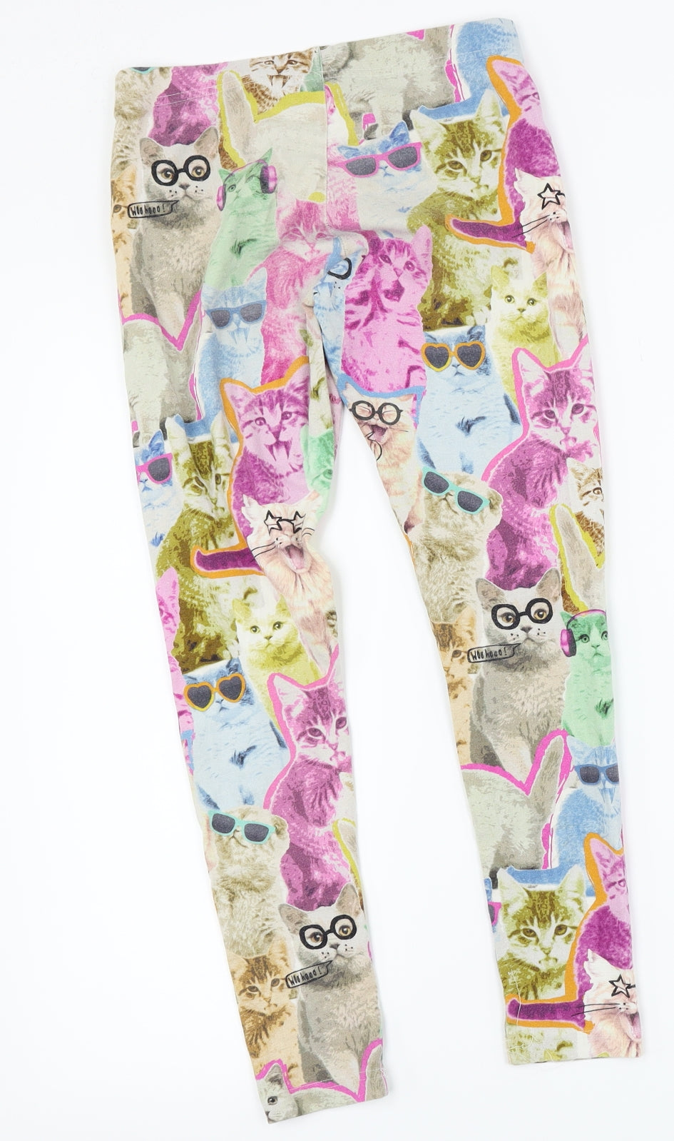 NEXT Girls White   Capri Trousers Size 12 Years - cat print