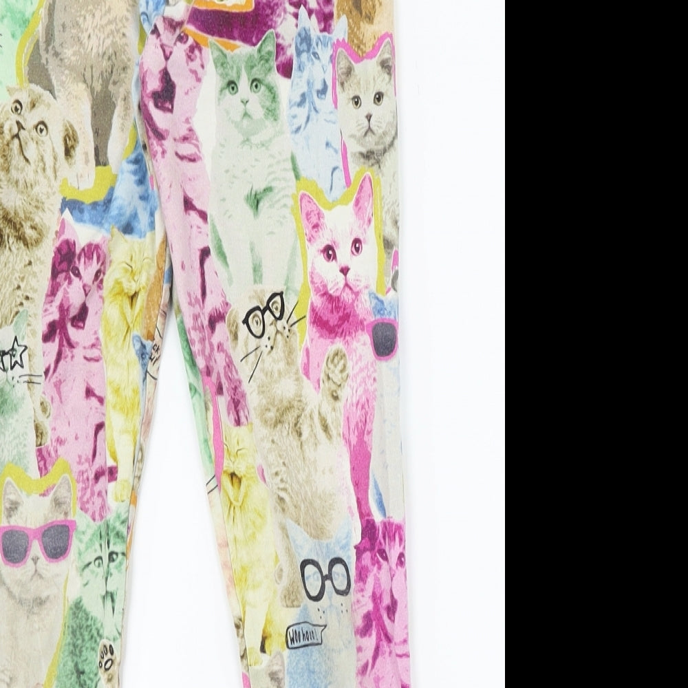 NEXT Girls White   Capri Trousers Size 12 Years - cat print