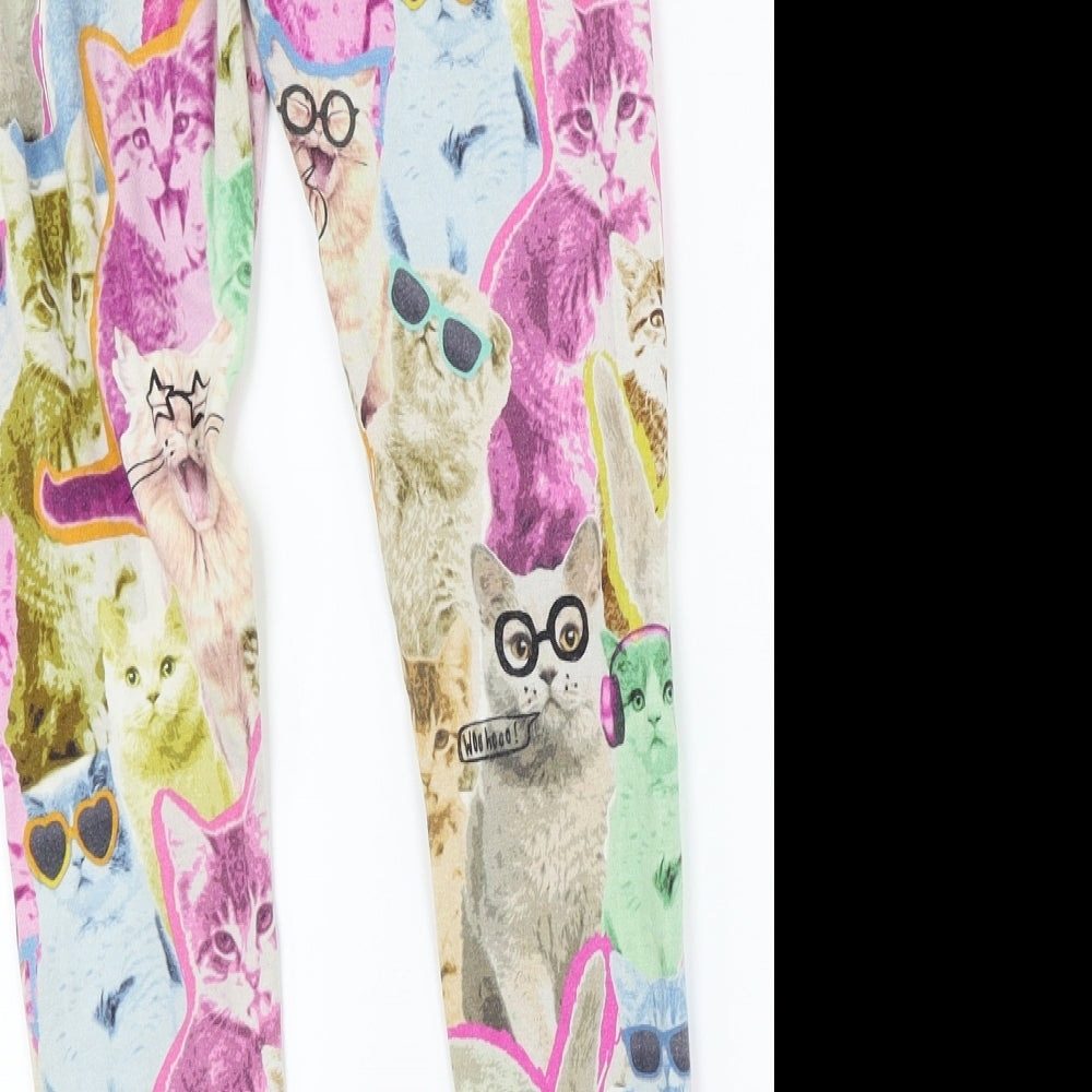 NEXT Girls White   Capri Trousers Size 12 Years - cat print