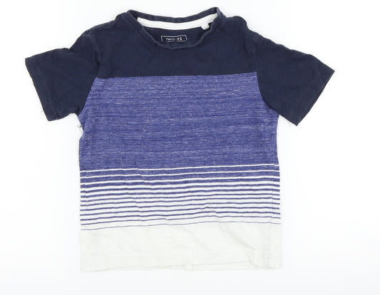 Front view of Next boys’ blue striped basic t-shirt, size 3, years
