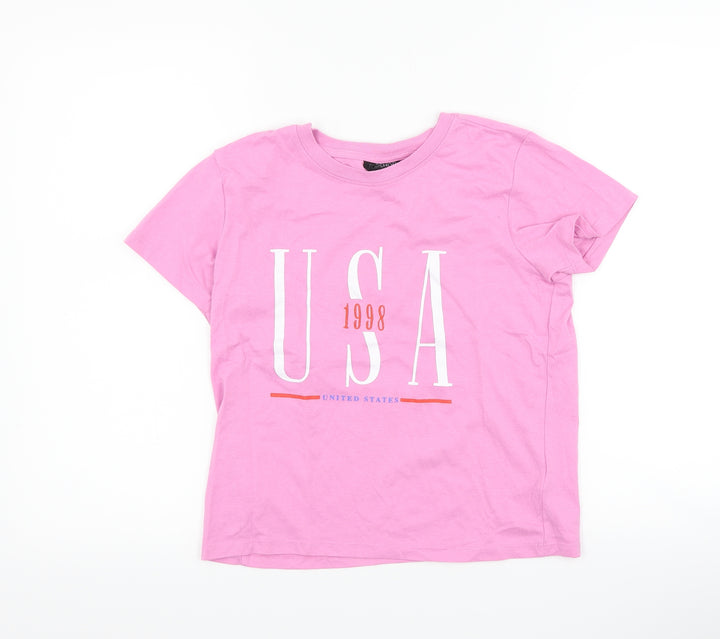 Topshop Womens Pink   Basic T-Shirt Size 6  - usa