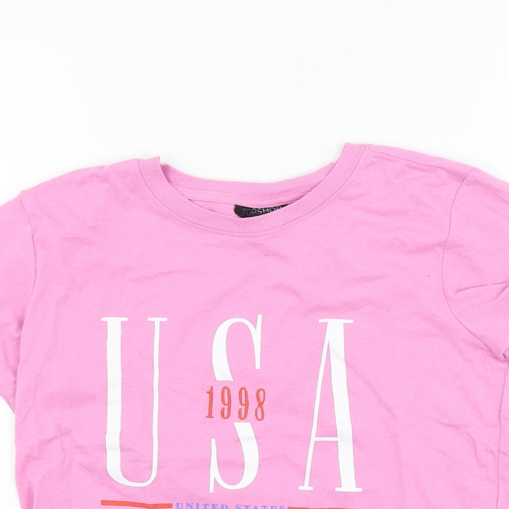 Topshop Womens Pink   Basic T-Shirt Size 6  - usa