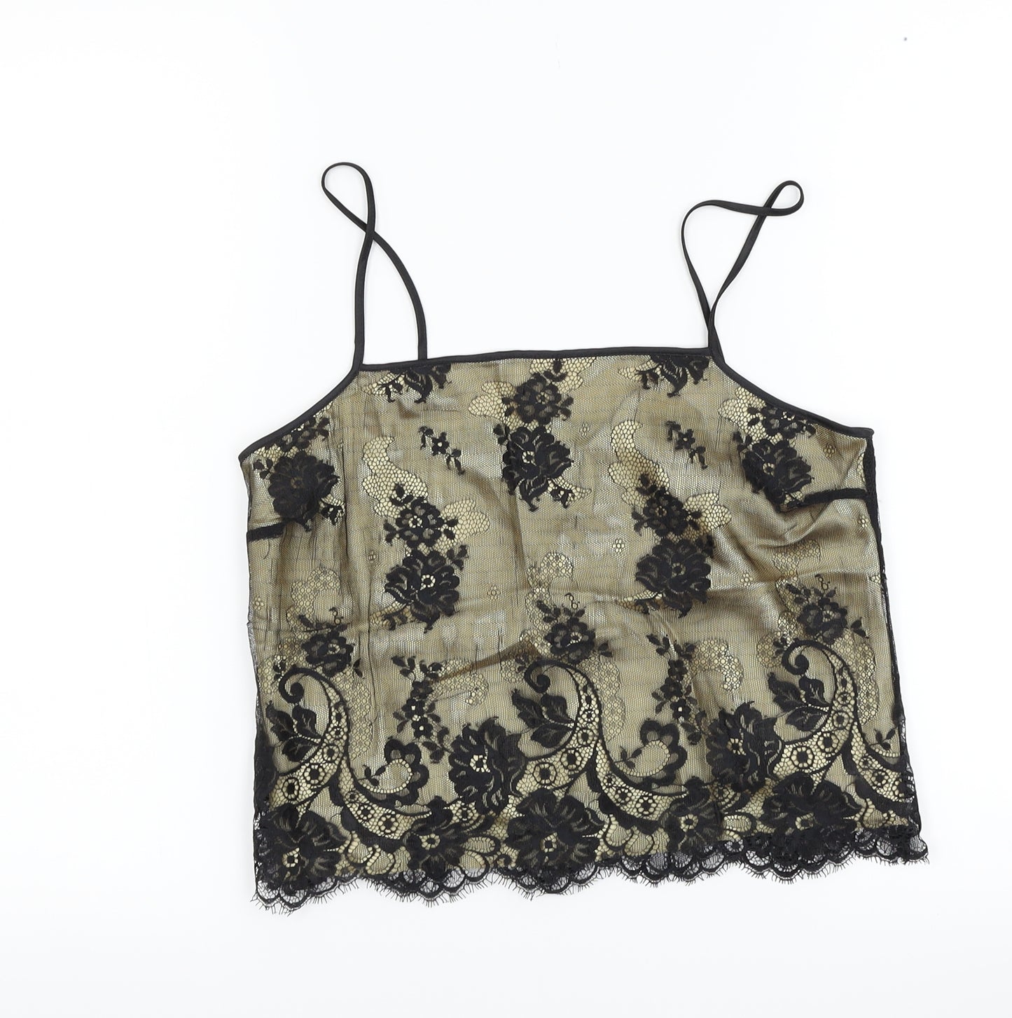 Marks and Spencer Womens Black   Cropped Tank Size 10  - Lace detail
