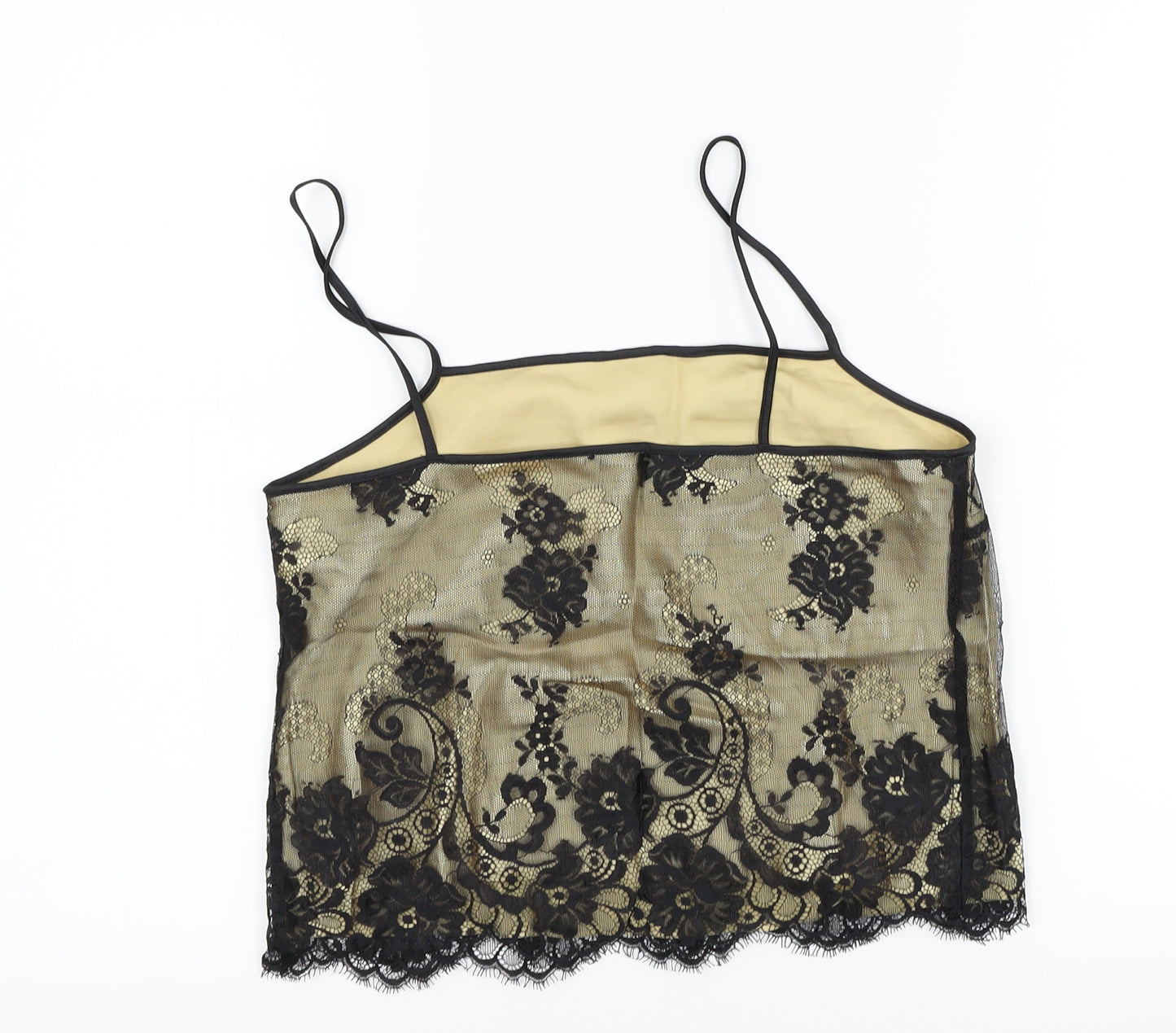 Marks and Spencer Womens Black   Cropped Tank Size 10  - Lace detail