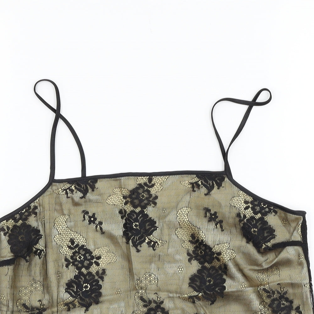 Marks and Spencer Womens Black   Cropped Tank Size 10  - Lace detail