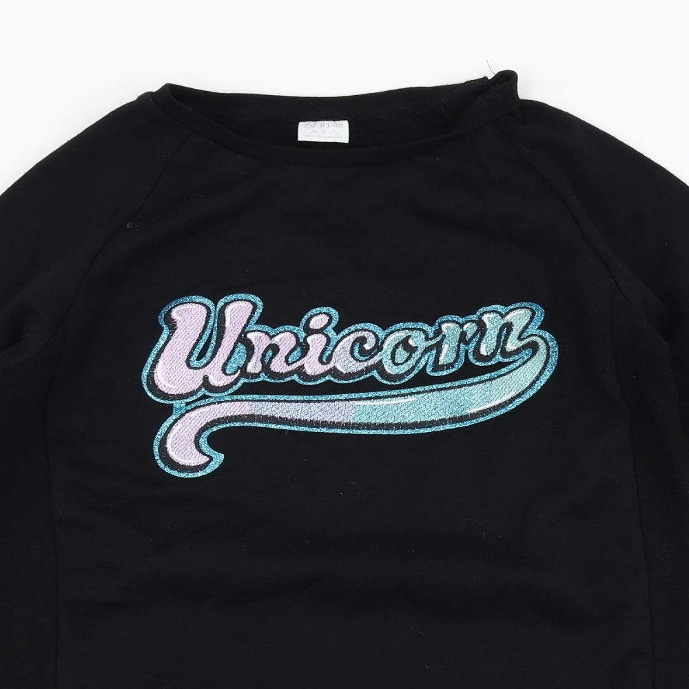 F&F Girls Black   Jumper Dress  Size 12-13 Years  - Unicorn