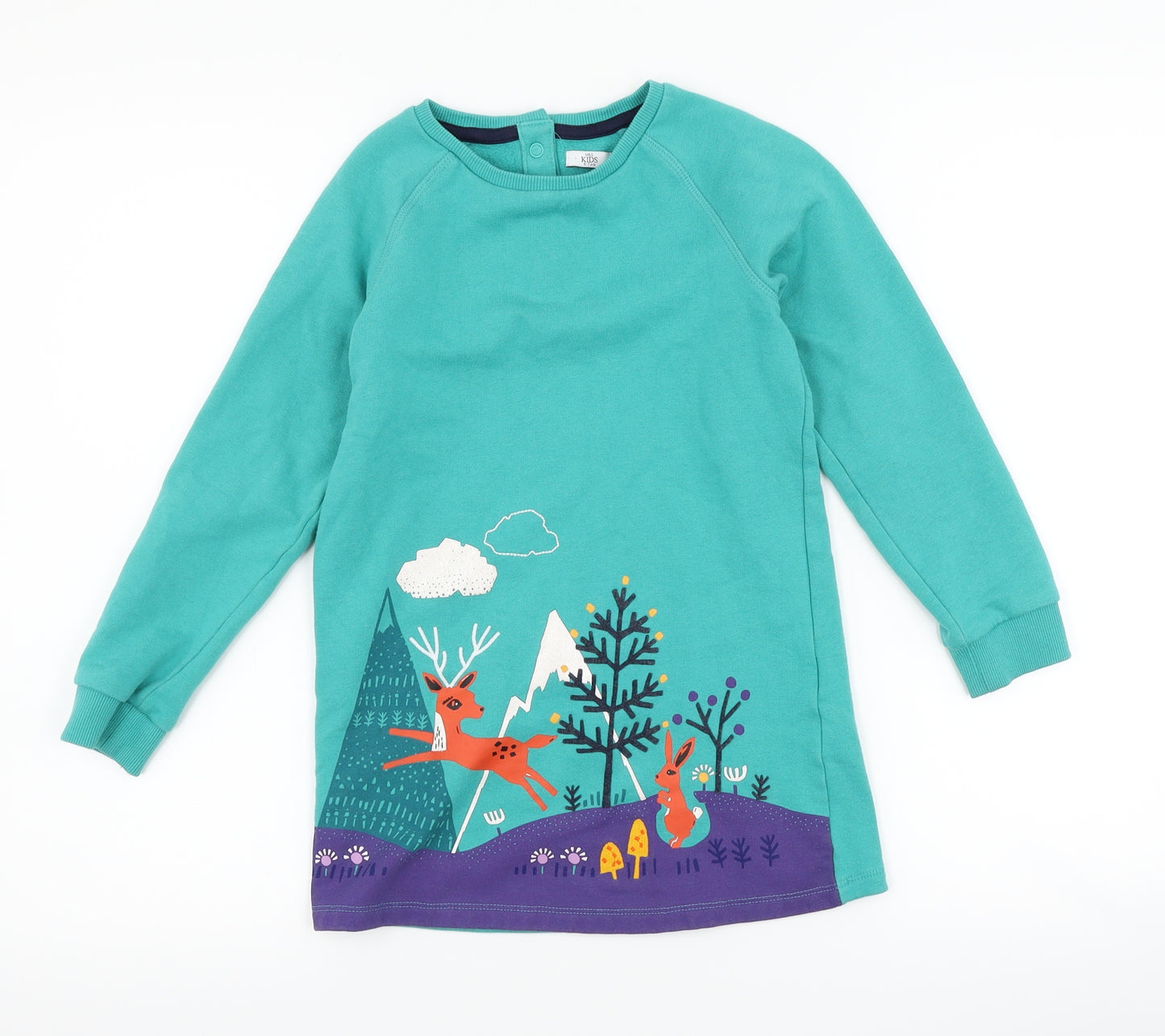 Marks and Spencer Girls Blue   Jumper Dress  Size 6-7 Years  - woodland