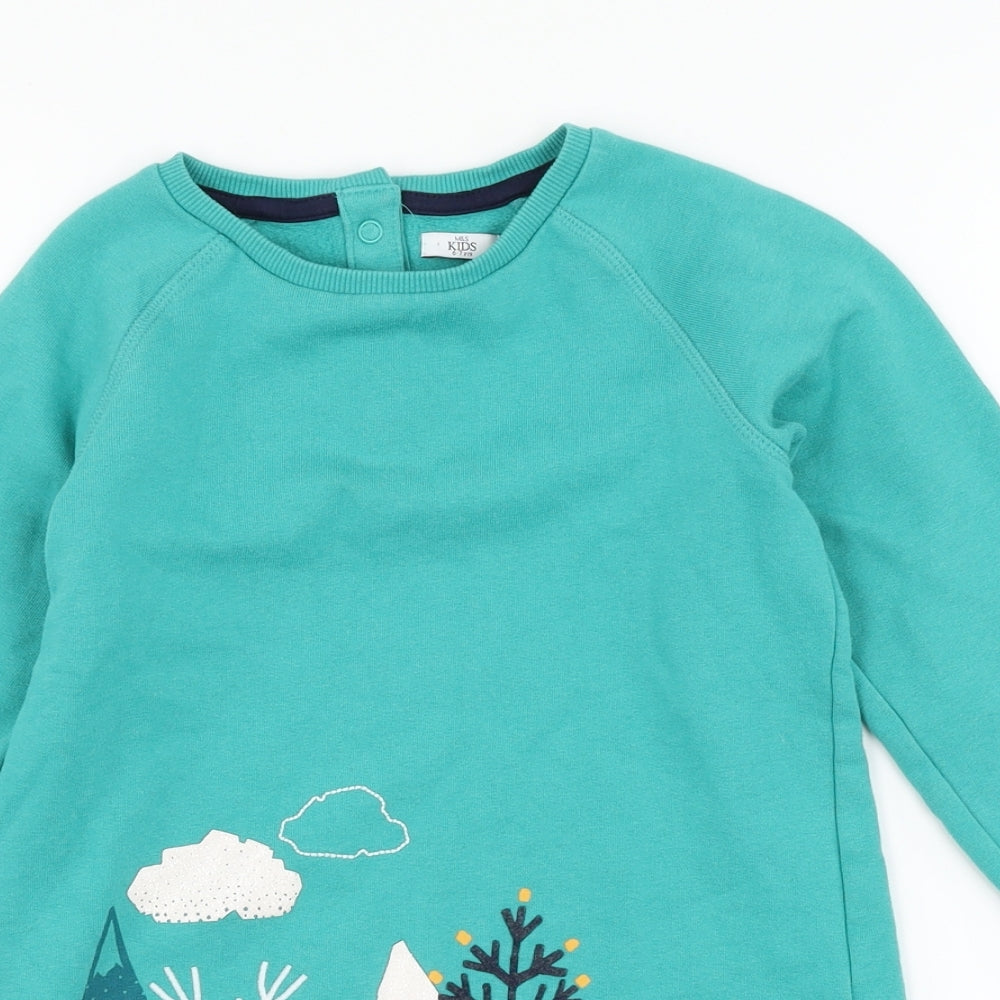 Marks and Spencer Girls Blue   Jumper Dress  Size 6-7 Years  - woodland