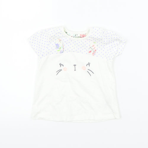 Nutmeg Girls White Polka Dot  Basic T-Shirt Size 6-9 Months  - rabbit