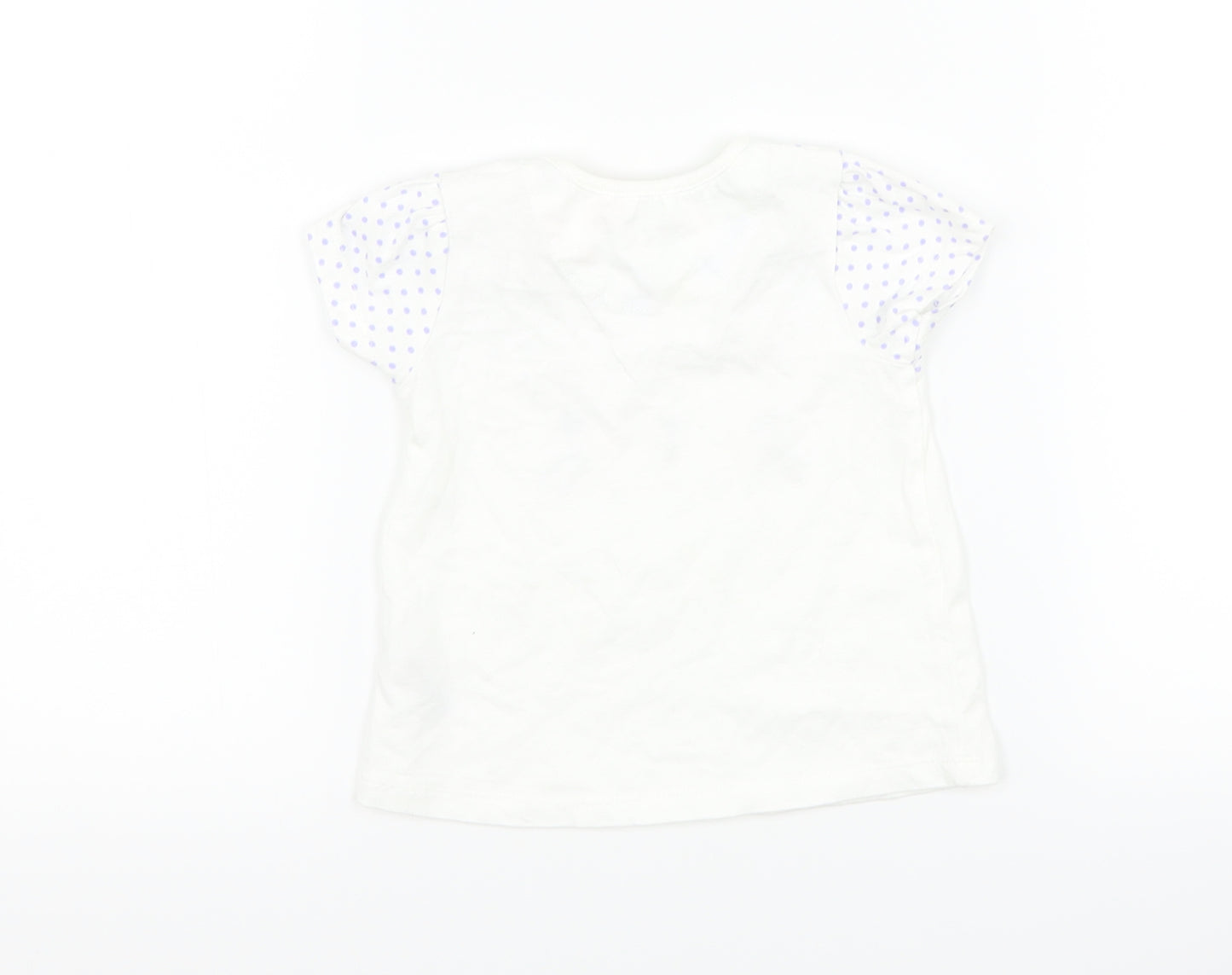 Nutmeg Girls White Polka Dot  Basic T-Shirt Size 6-9 Months  - rabbit