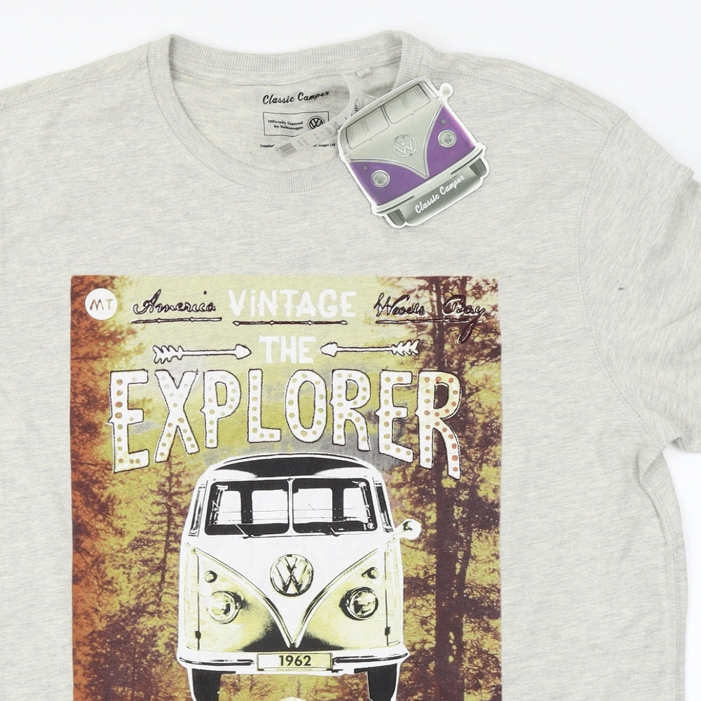 George Mens Grey    T-Shirt Size M  - VW camper