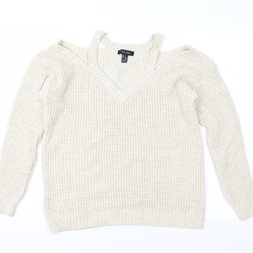 New Look Womens Beige  Knit Pullover Jumper Size S