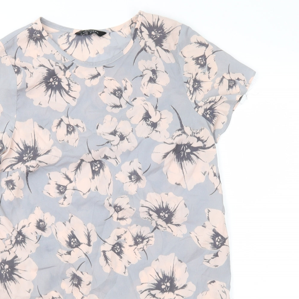 New Look Womens Grey Floral  Basic Blouse Size 6