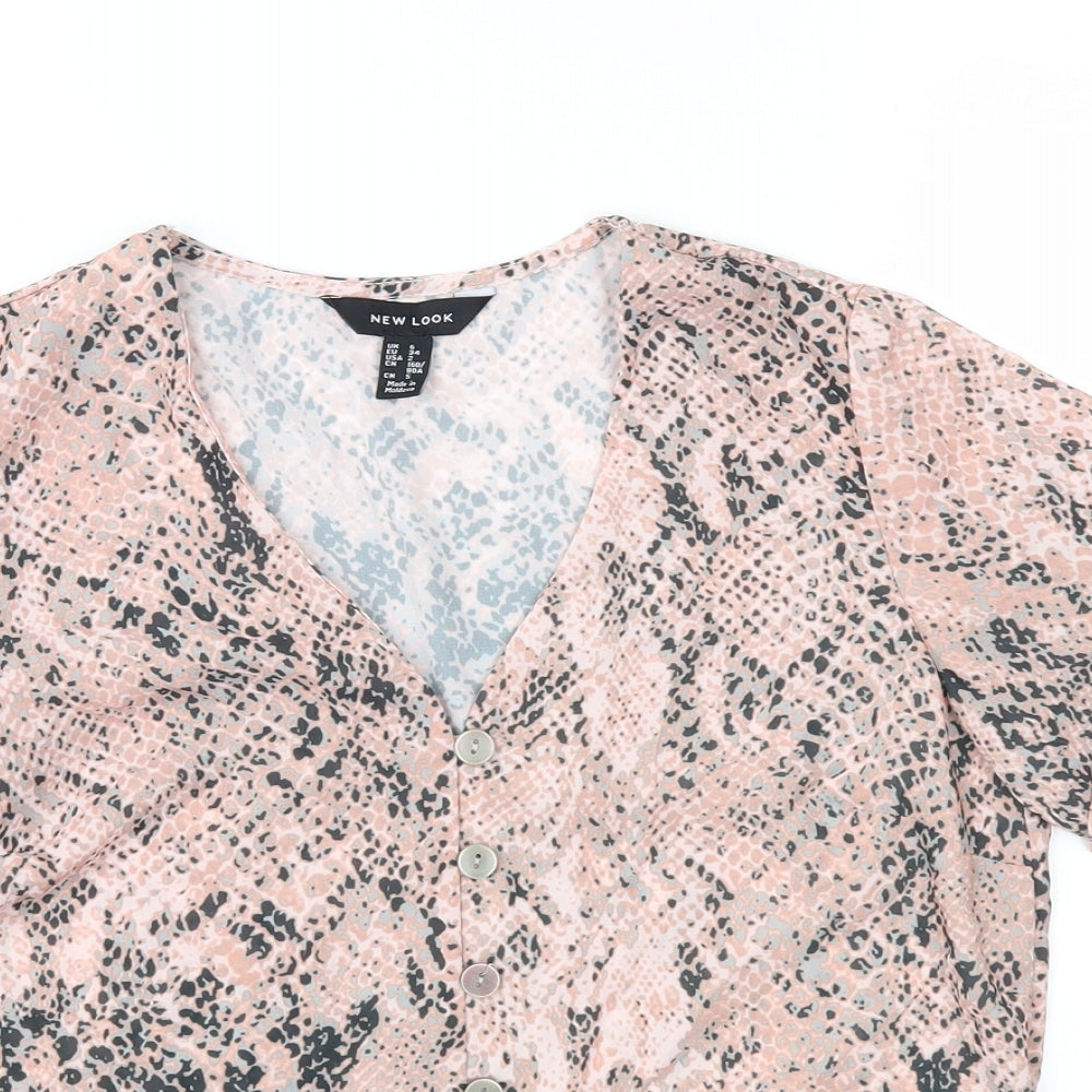 New Look Womens Pink Animal Print  Basic Blouse Size 6