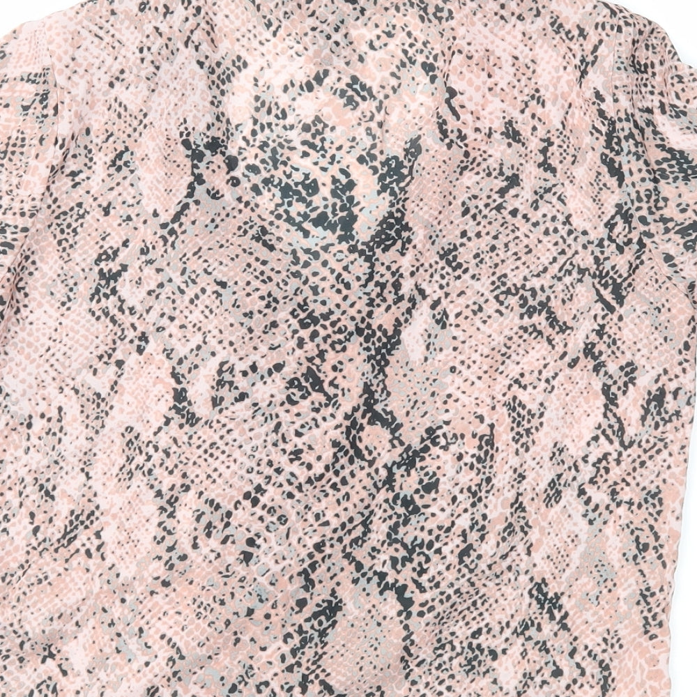 New Look Womens Pink Animal Print  Basic Blouse Size 6