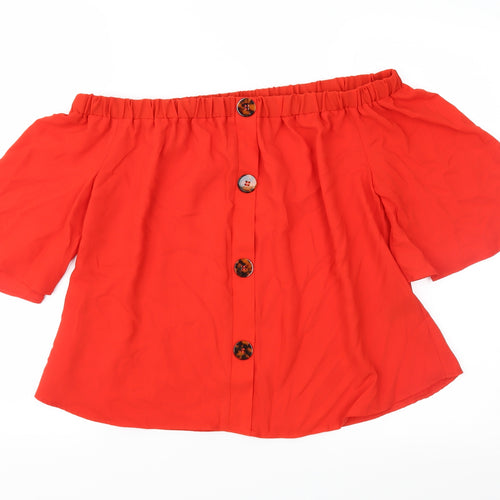 George Womens Red   Basic Blouse Size 8