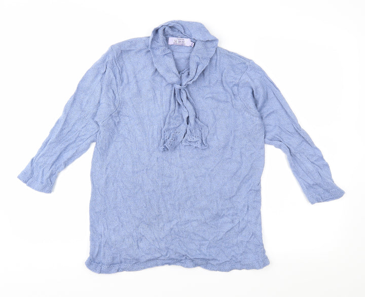 EWM Womens Blue  Knit Pullover Jumper Size M