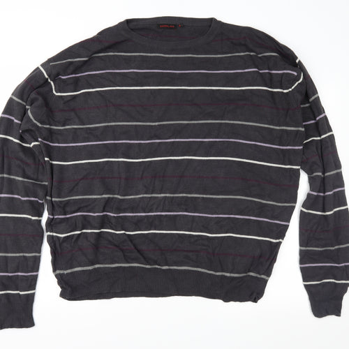 Matalan Mens Grey Striped Knit Pullover Jumper Size XL