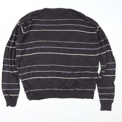 Matalan Mens Grey Striped Knit Pullover Jumper Size XL