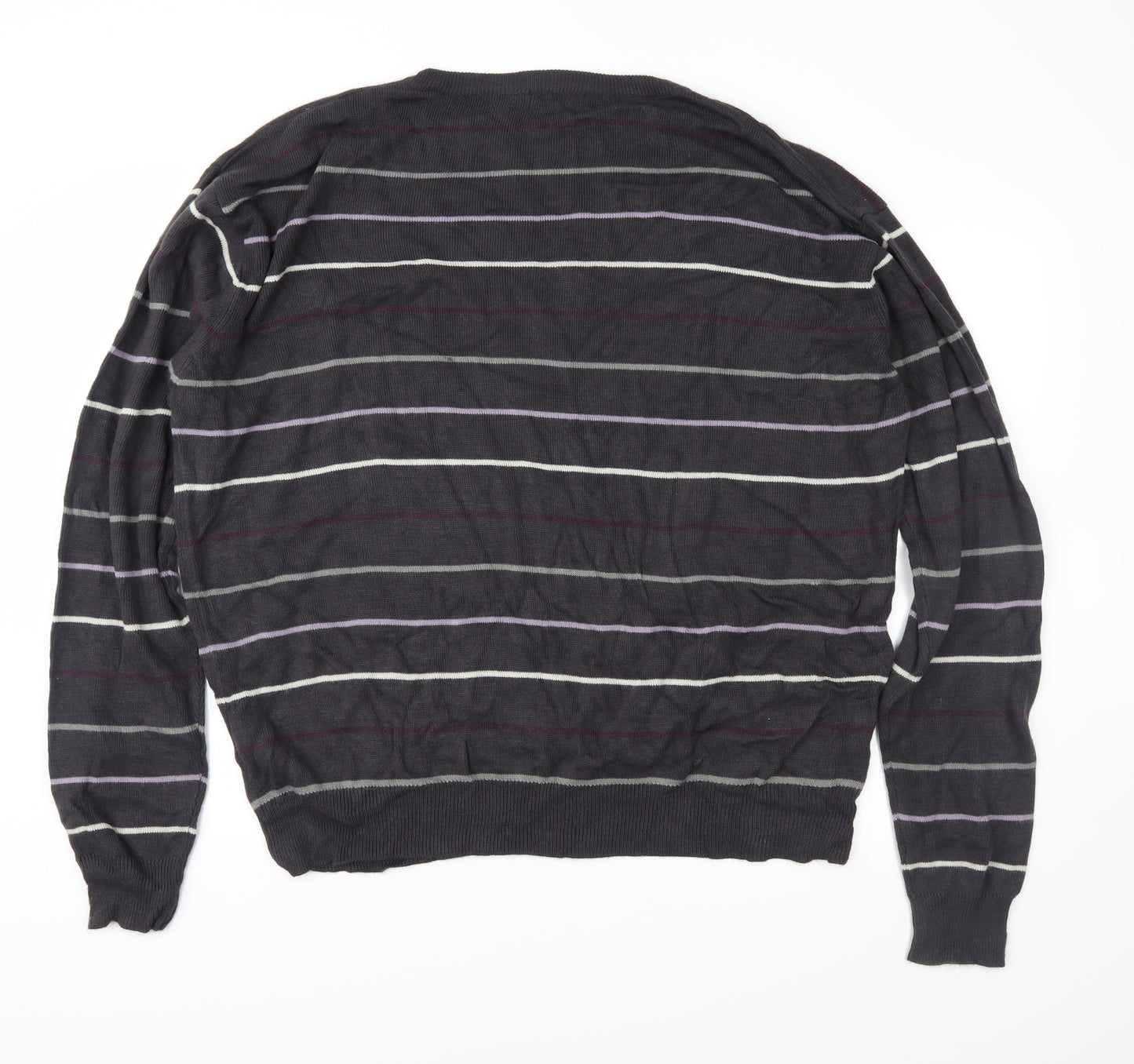 Matalan Mens Grey Striped Knit Pullover Jumper Size XL